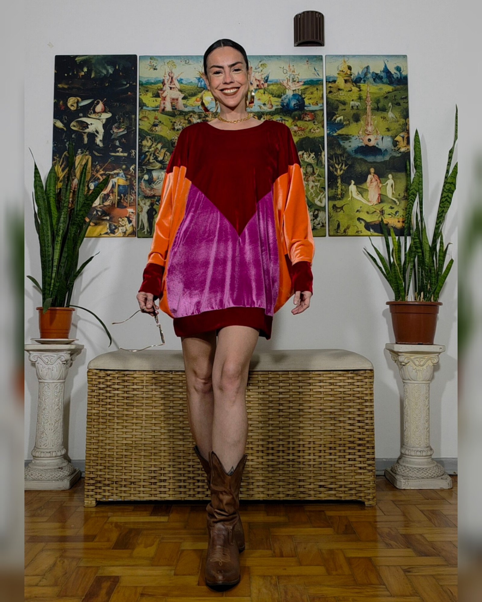 BLUSÃO FÊNIX VELUDO VERMELHO, PINK E LARANJA - Imagem 3