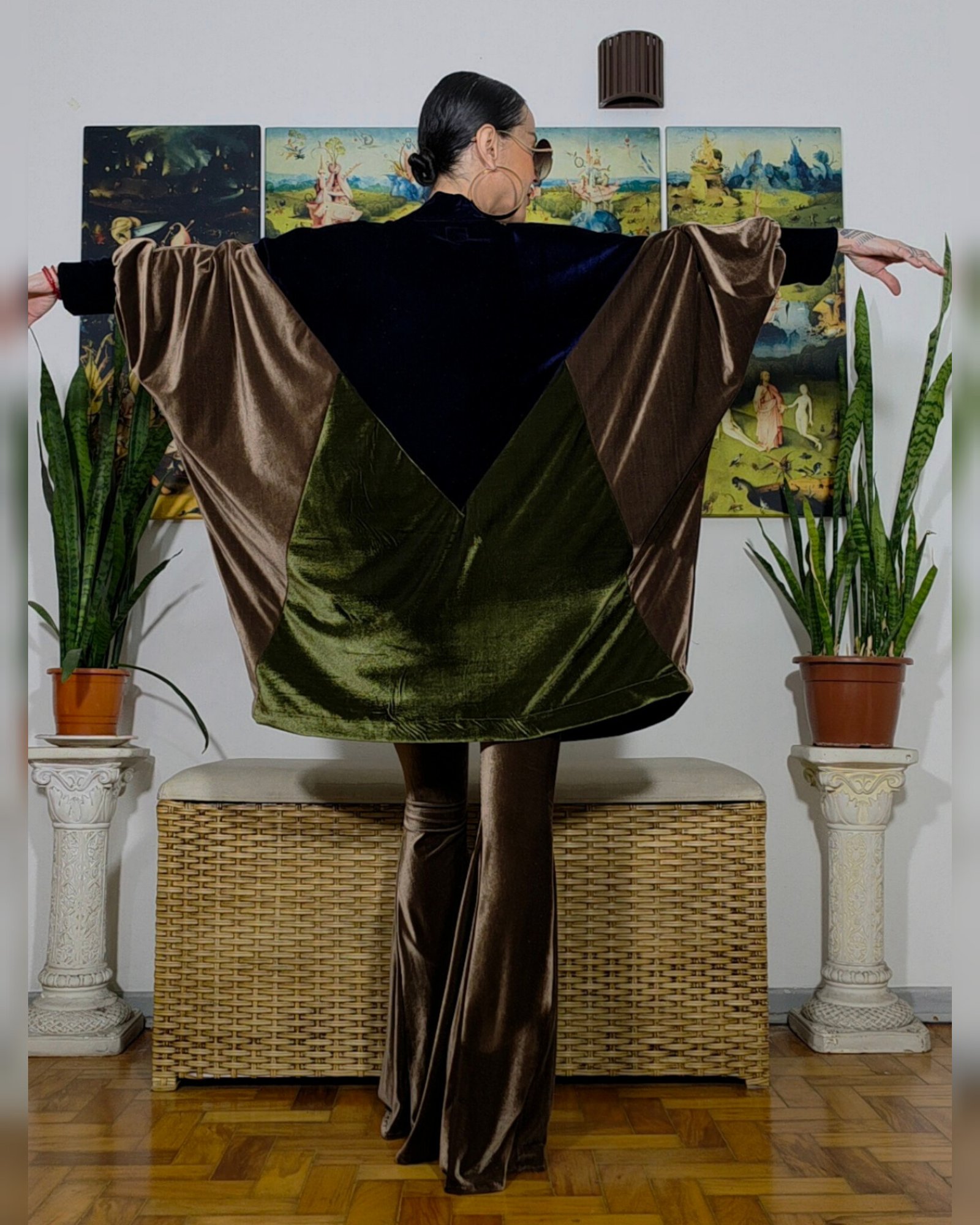 KIMONO FÊNIX VELUDO MARINHO, MARROM E VERDE - Imagem 6