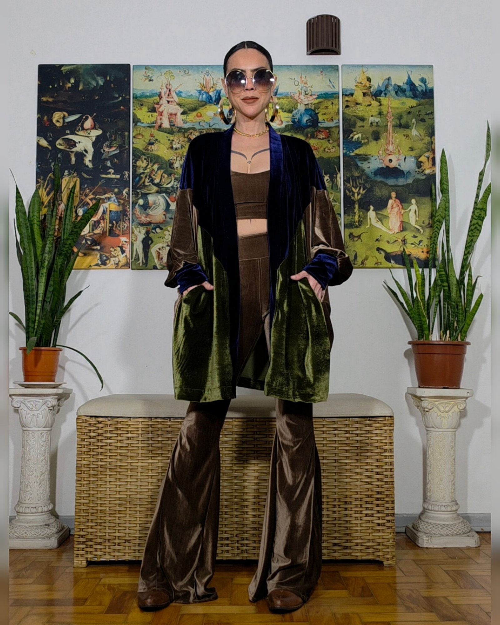 KIMONO FÊNIX VELUDO MARINHO, MARROM E VERDE - Imagem 5