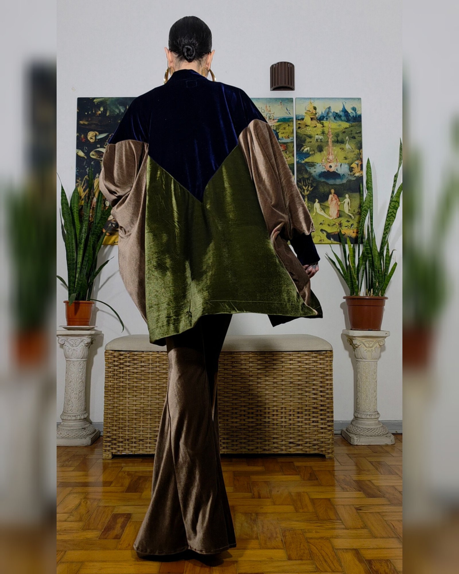 KIMONO FÊNIX VELUDO MARINHO, MARROM E VERDE - Imagem 3