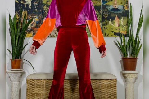 CALÇA JANIS JOPLIN VELUDO VERMELHO