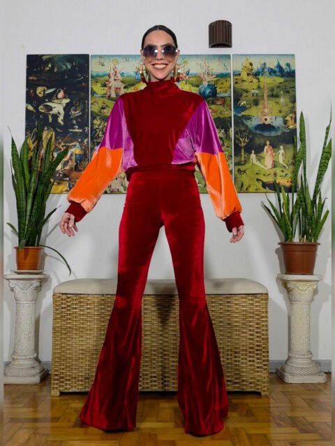 CALÇA JANIS JOPLIN VELUDO VERMELHO